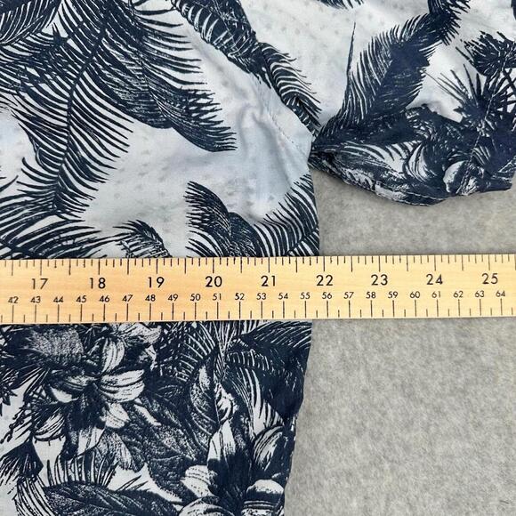 HURLEY Men's WHITE & BLUE Tropical Palms Short Sleeve Patio Shirt LARGE Hawaiian - Picture 10 of 11